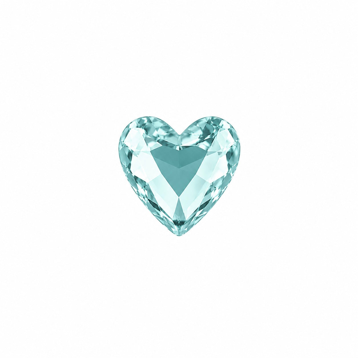 Austrian Heart-Shaped Flatback Rhinestone Non-Hot Fix Aquamarine